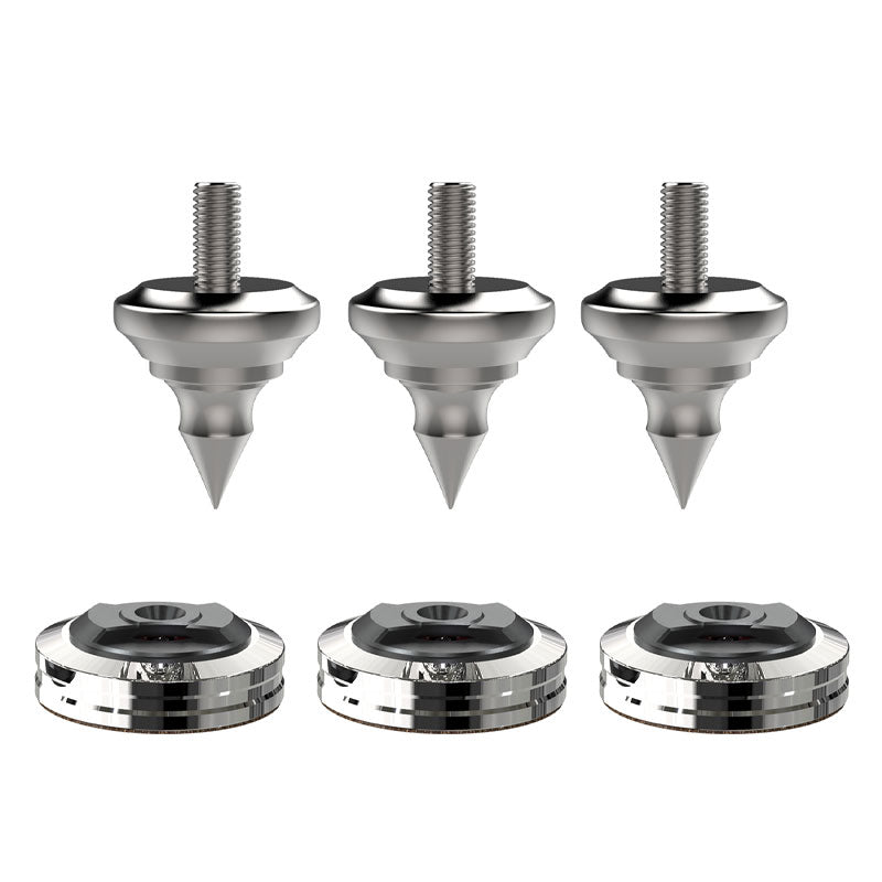 Audio Speaker Shock-absorbing Stainless Steel Foot Nails and Soft Rubber Wooden Foot Nail Pads (3PCS REF M8 + 3PCS XPAD REF)