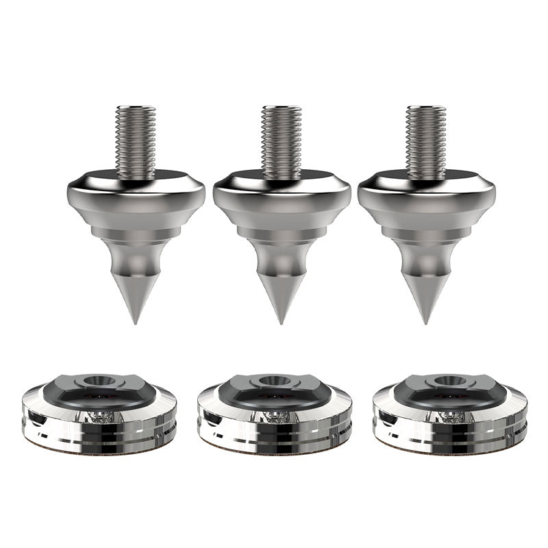 Audio Speaker Shock-absorbing Stainless Steel Foot Nails and Soft Rubber Wooden Foot Nail Pads (3PCS REF M10 + 3PCS XPAD REF)