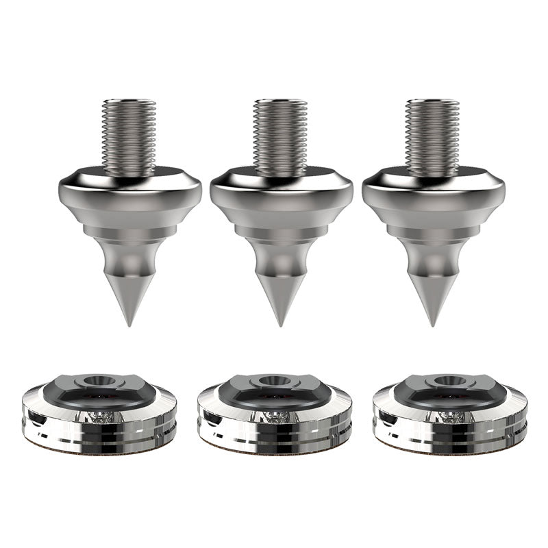 Audio Speaker Shock-absorbing Stainless Steel Foot Nails and Soft Rubber Wooden Foot Nail Pads (3PCS REF M12 + 3PCS XPAD REF)