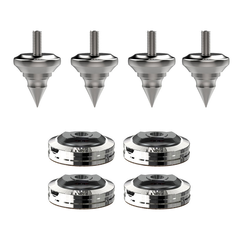 Audio Speaker Shock-absorbing Stainless Steel Foot Nails and Soft Rubber Wooden Foot Nail Pads (4PCS REF M6 + 4PCS XPAD REF)