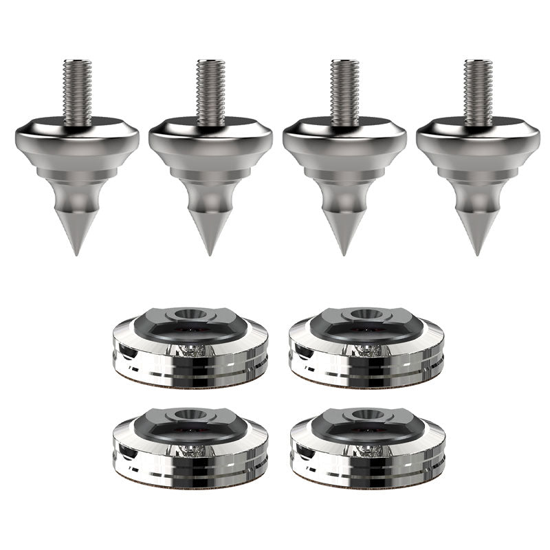 Audio Speaker Shock-absorbing Stainless Steel Foot Nails and Soft Rubber Wooden Foot Nail Pads (4PCS REF M8 + 4PCS XPAD REF)