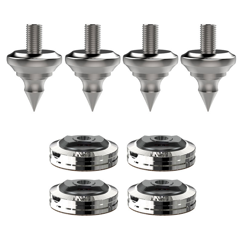 Audio Speaker Shock-absorbing Stainless Steel Foot Nails and Soft Rubber Wooden Foot Nail Pads (4PCS REF M10 + 4PCS XPAD REF)