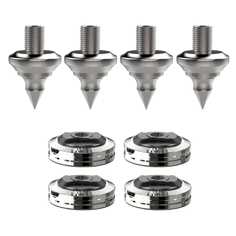 Audio Speaker Shock-absorbing Stainless Steel Foot Nails and Soft Rubber Wooden Foot Nail Pads (4PCS REF M12 + 4PCS XPAD REF)