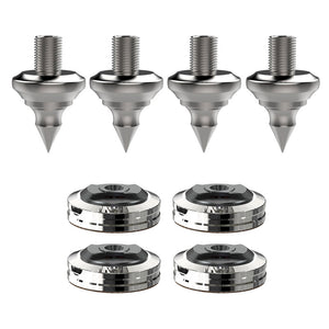 Audio Speaker Shock-absorbing Stainless Steel Foot Nails and Soft Rubber Wooden Foot Nail Pads (4PCS REF M12 + 4PCS XPAD REF)