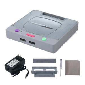 Grey SAROO Saturn Game Programmer Hardware Drive-free Game Console with Power Adapter for SEGA