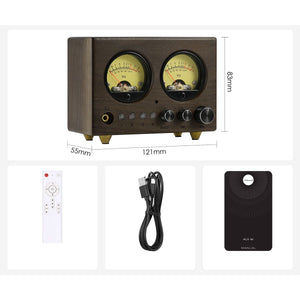 Deep Walnut VU1-W 4-IN 1-OUT Audio Switcher Stereo RCA/AUX/MIC Input Preamplifier with Remote Control