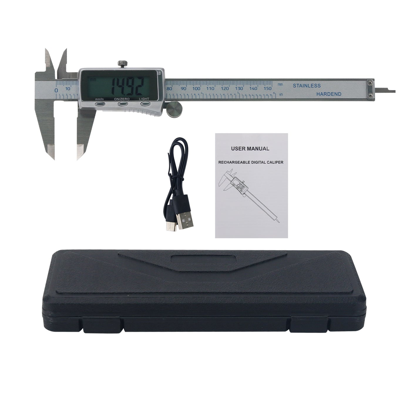 MiYee MY-702-150 0-150mm Rechargeable Digital Vernier Caliper with Back Light Function USB-C Charging Measuring Tools
