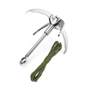 Standard Version Large-size Outdoor Stainless Steel Grappling Hook Foldable Survival Climbing Claw with 7.5m Suspension Line