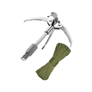 Upgraded Version Small-size Outdoor Stainless Steel Grappling Hook Foldable Survival Climbing Claw with 31m Suspension Line