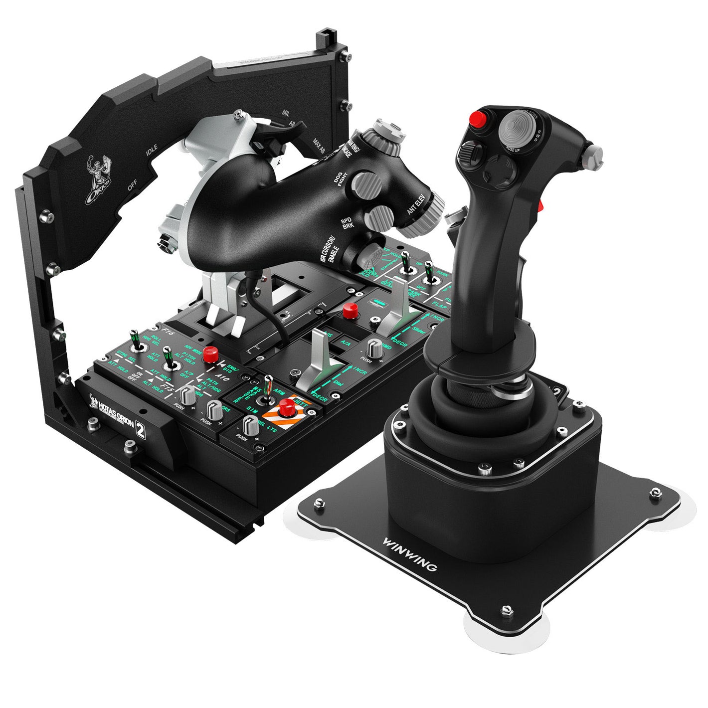 WINWING Orion2 Flight Game Simulator ViperAce EX Metal Throttle with ViperAce Metal Joystick Base and Grip (None Shaker Kit)