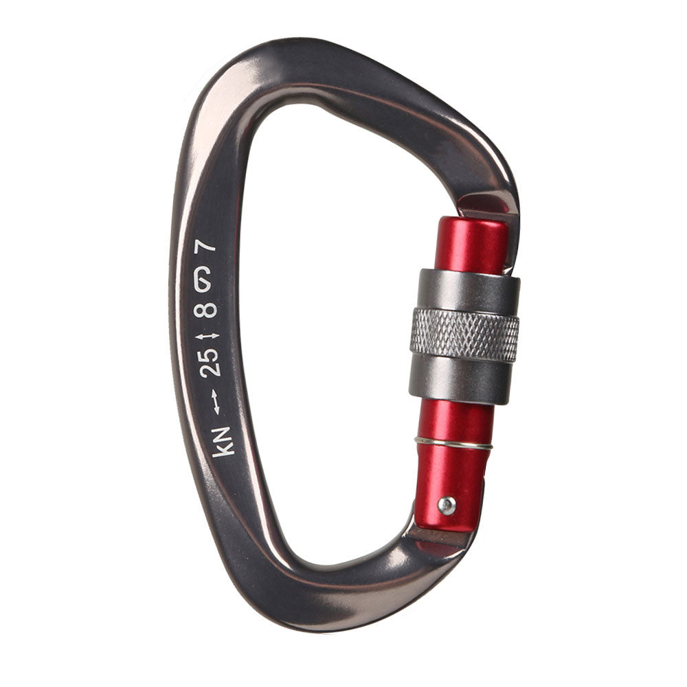 Peakseek XD-9628 Professional 25KN D-Shaped Rock Climbing Carabiner Screw-gate Lock Aluminum Alloy Carabiner (Gun-grey)