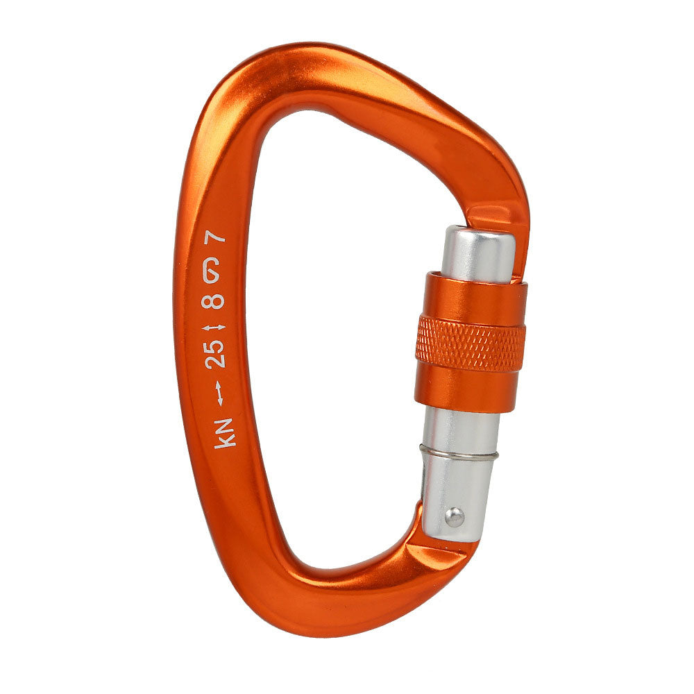 Peakseek XD-9628 Professional 25KN D-Shaped Rock Climbing Carabiner Screw-gate Lock Aluminum Alloy Carabiner (Orange)