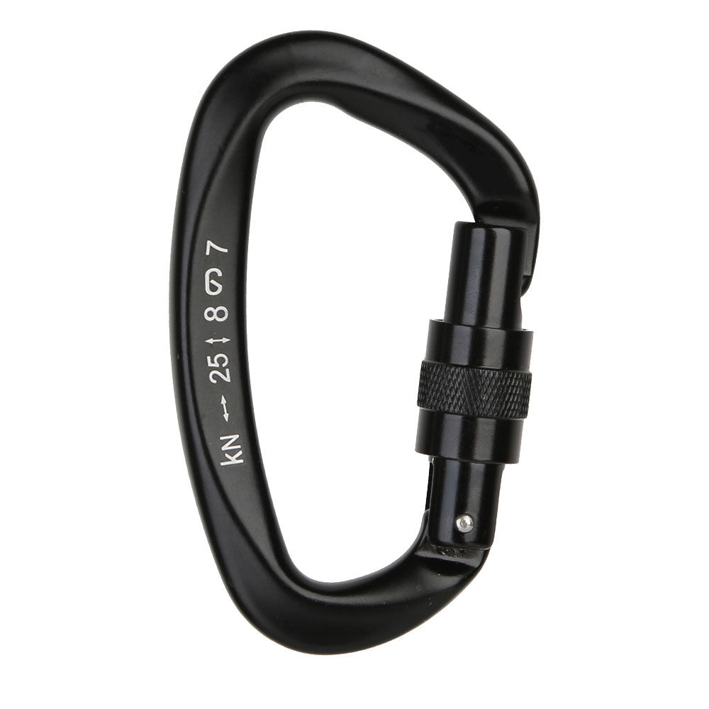 Peakseek XD-9628 Professional 25KN D-Shaped Rock Climbing Carabiner Screw-gate Lock Aluminum Alloy Carabiner (Black)