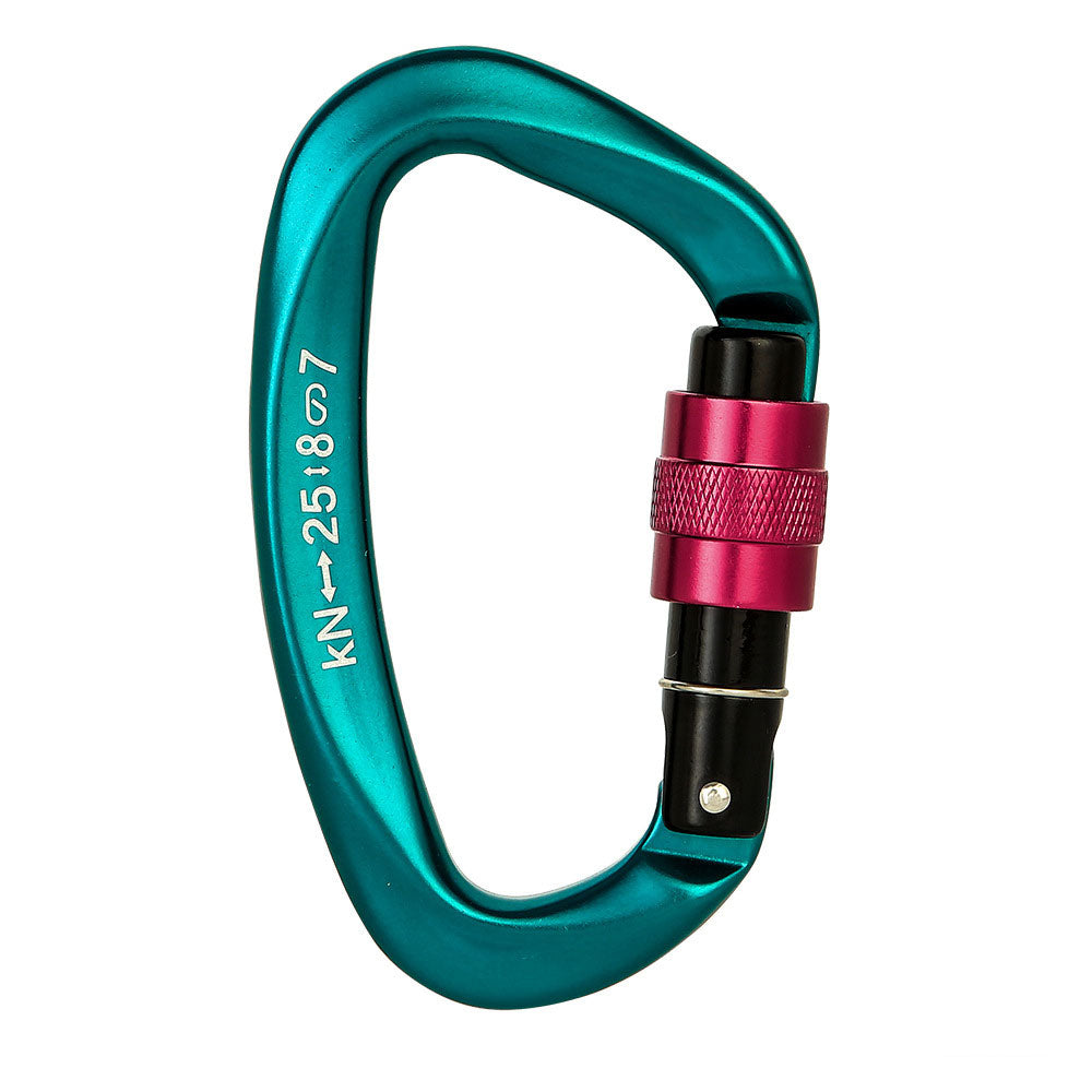 Peakseek XD-9628 Professional 25KN D-Shaped Rock Climbing Carabiner Screw-gate Lock Aluminum Alloy Carabiner (Deep Green)