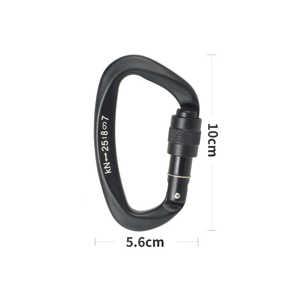 Peakseek XD-9628 Professional 25KN D-Shaped Rock Climbing Carabiner Screw-gate Lock Aluminum Alloy Carabiner (Matte Black)