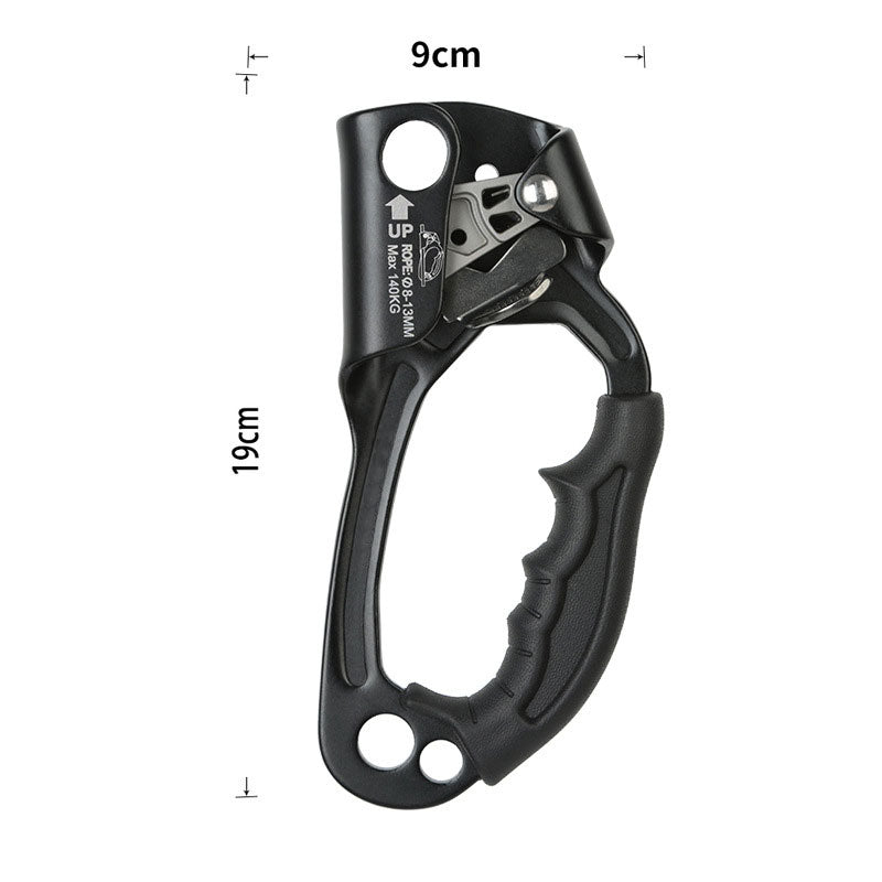 Peakseek Right-hand Black Outdoor Mountaineering Rock Climbing SRT Hand Ascender 140KG Load Capacity Suitable for 8-12mm Ropes