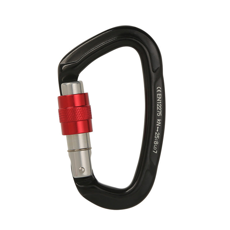 Peakseek Black Professional Outdoor Rock Climbing Carabiner 25KN Mini D-Shape Aluminum Alloy Safety Buckle