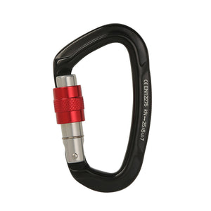 Peakseek Black Professional Outdoor Rock Climbing Carabiner 25KN Mini D-Shape Aluminum Alloy Safety Buckle