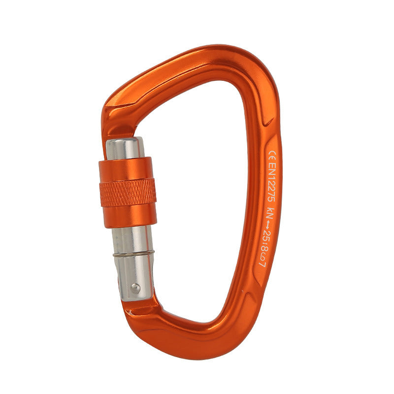 Peakseek Orange Professional Outdoor Rock Climbing Carabiner 25KN Mini D-Shape Aluminum Alloy Safety Buckle