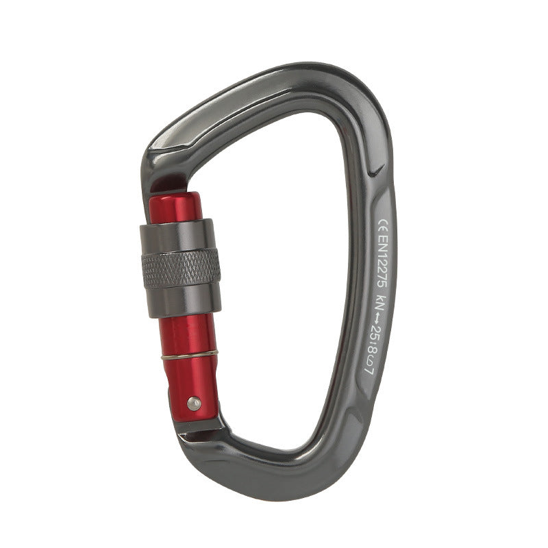 Peakseek Grey Professional Outdoor Rock Climbing Carabiner 25KN Mini D-Shape Aluminum Alloy Safety Buckle