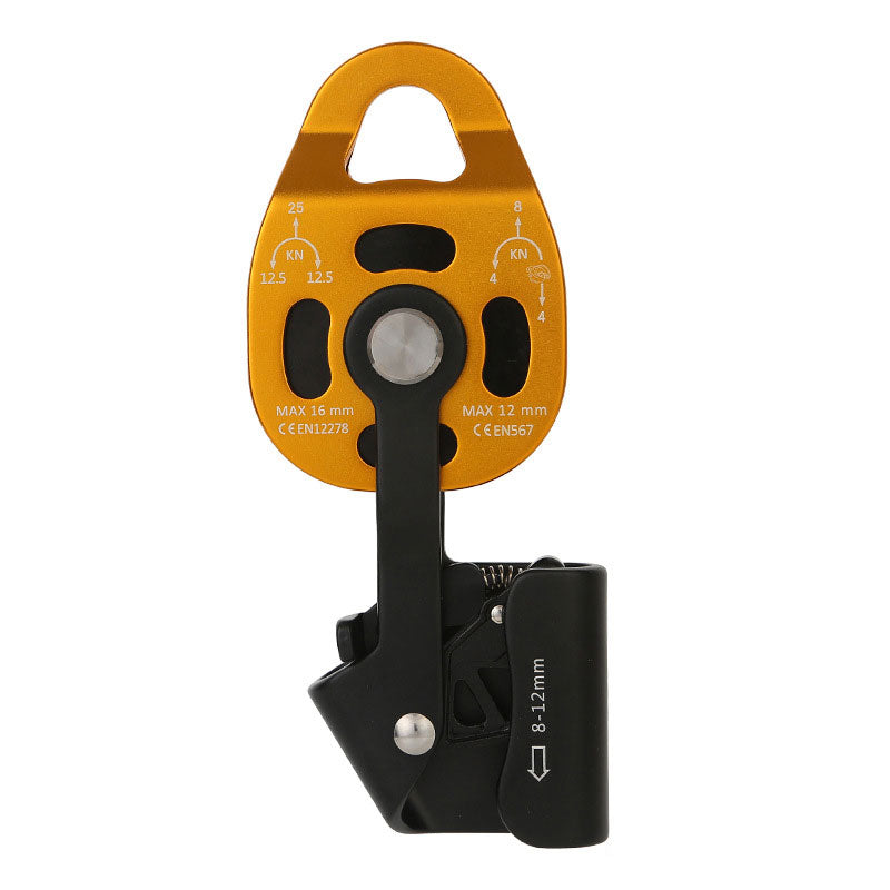 Peakseek Golden Professional Lift Pulley 25KN Lift Ascender for Outdoor Rock Climbing/Heavy Transport