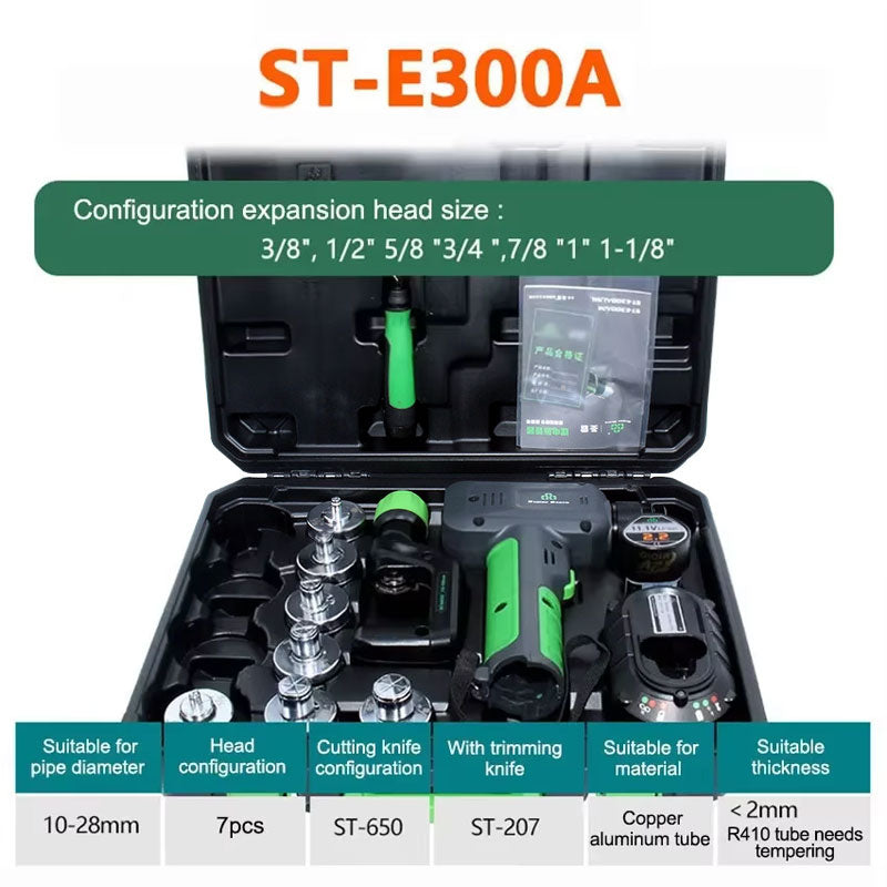 ST-E300A Lithium Battery Hydraulic Air Conditioner Copper Electric Tube Expander for 10-28MM Tubes