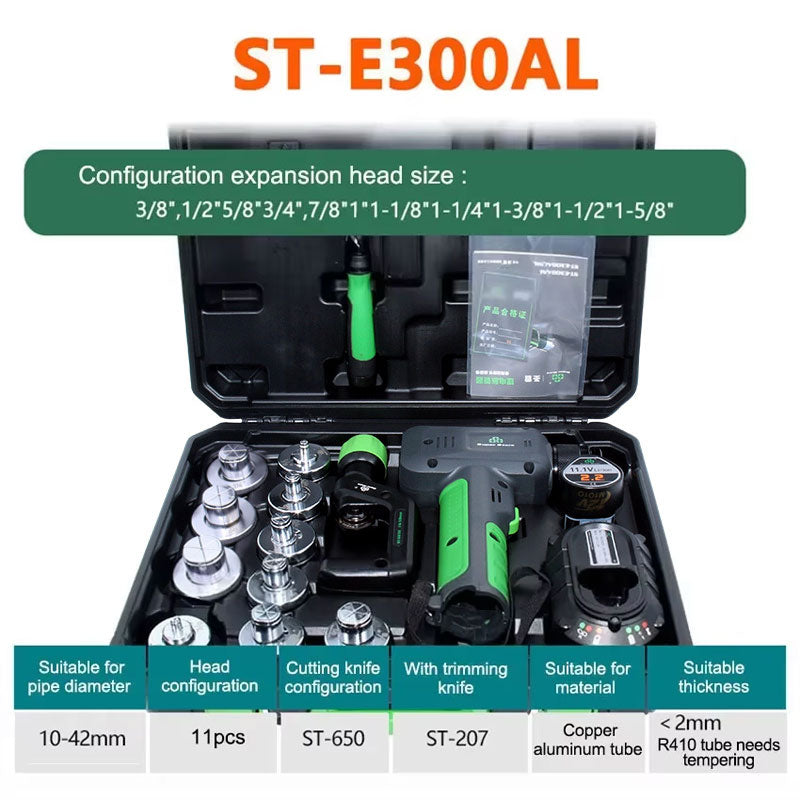 ST-E300AL Lithium Battery Hydraulic Air Conditioner Copper Electric Tube Expander for 10-42MM Tubes