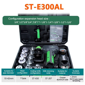 ST-E300AL Lithium Battery Hydraulic Air Conditioner Copper Electric Tube Expander for 10-42MM Tubes