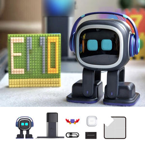 Black Go Home Version EMO Desktop AI Robot Emotional Interaction Intelligent Robot Pet with Charging Station