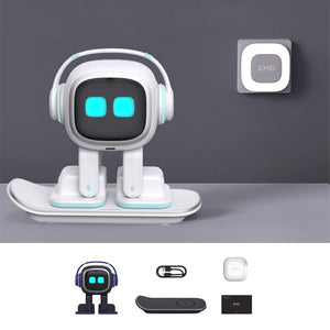 White Standard Version EMO Desktop AI Robot Emotional Interaction Intelligent Robot Pet with Skateboard Wireless Charger