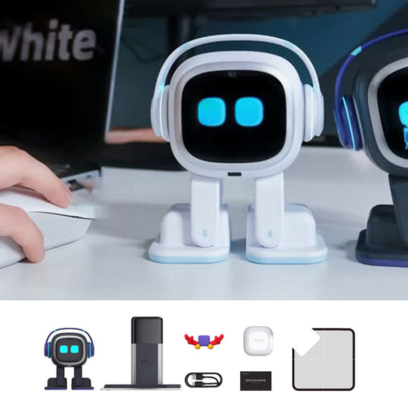 White Go Home Version EMO Desktop AI Robot Emotional Interaction Intelligent Robot Pet with Charging Station