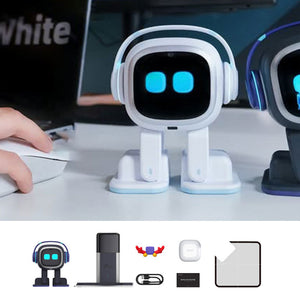 White Go Home Version EMO Desktop AI Robot Emotional Interaction Intelligent Robot Pet with Charging Station