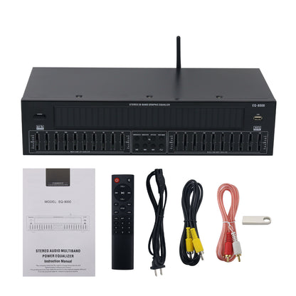 EQ8000 220V Green LED Professional EQ Equalizer Bluetooth5.4 Optical Fiber Coaxial Digital Audio Decoder Processor