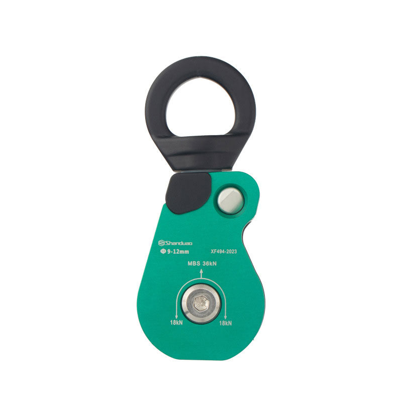 Portable Aluminum Alloy 360-Degree Universal Pulley 36KN Outdoor Rock Climbing Pulley for 9-12mm Ropes (Single Pulley)