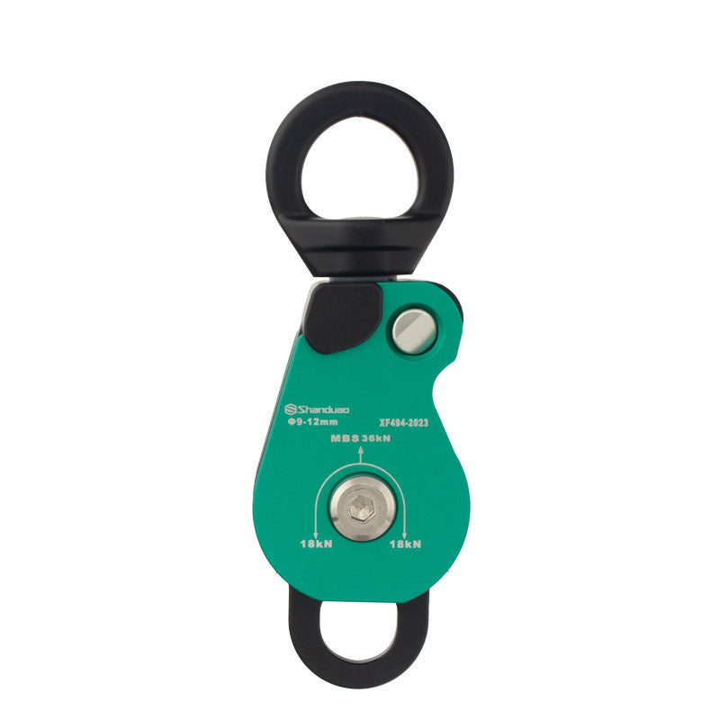 Portable Aluminum Alloy 360-Degree Universal Pulley 36KN Outdoor Rock Climbing Pulley for 9-12mm Ropes (Double Pulley)