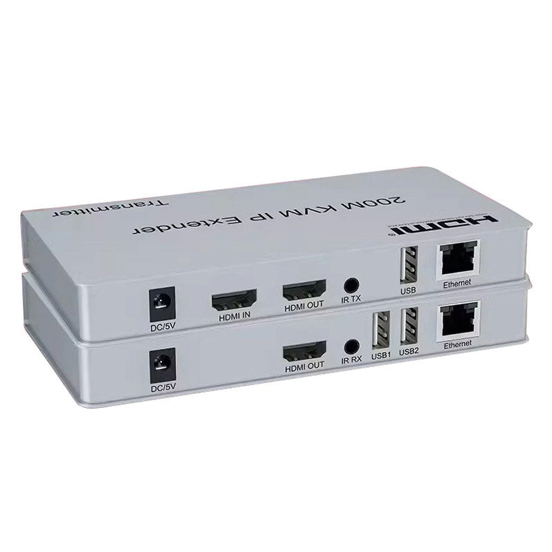 200M HDMI-compatible + USB Extender 1080P TCP/IP Ethernet Cable Extender Transmitter and Receiver Support KVM