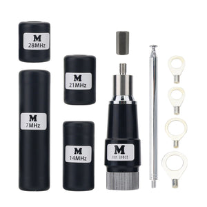Black MA-01 V2.8 Portable Telescopic GP Antenna Kit 7MHz 100W Shortwave Antenna with 7MHz/14MHz/21MHz/28MHz Coil