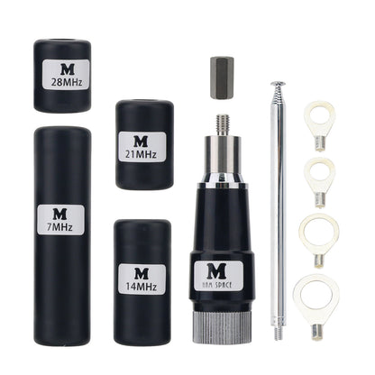 HamGeek Black MA-01 V2.8 Portable Telescopic GP Antenna Kit 7MHz 100W Shortwave Antenna with 7MHz/14MHz/21MHz/28MHz Coil