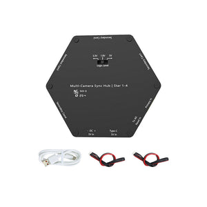 Multi-Camera Star-type Sync Hub with 2 Sync Cables Support for ORBBEC Gemini 330 Series/2/Astra 2 Depth Cameras