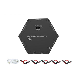 Multi-Camera Star-type Sync Hub with 5 Sync Cables Support for ORBBEC Gemini 330 Series/2/Astra 2 Depth Cameras