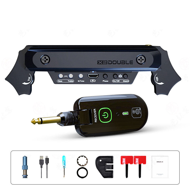 DOUBLE Black X2 Professional Guitar Wireless Pickup 50-Meter Transmission Wireless/Wired Dual Output Pickup