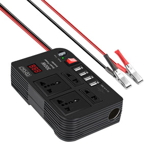 Multifunctional Smart Vehicle Power Inverter 12V (Car Battery Clip) to 220V 300W High Power Inverter