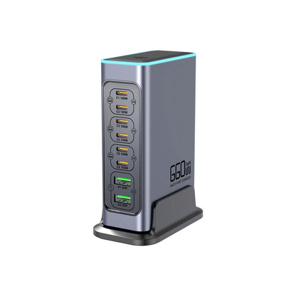 US Plug WLX-F8L 660W High Power GaN Fast Charger Desktop Multi-port Fast Charging Station PD+QC3.0