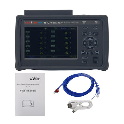 WASITES WS30 10CH Handheld Multi-Channel Temperature Recorder Supports Thermocouple Data Acquisition