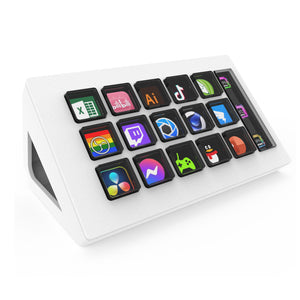 MiraBox White 293S Stream Deck Visual Mini Keyboard with 15 LCD Keys for Live Streaming and Game Programming