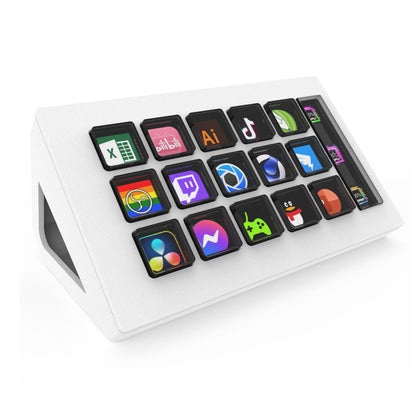 MiraBox White 293S Stream Deck Visual Mini Keyboard with 15 LCD Keys for Live Streaming and Game Programming