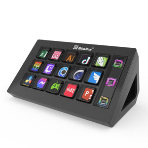 MiraBox Black 293S Stream Deck Visual Mini Keyboard with 15 LCD Keys for Live Streaming and Game Programming