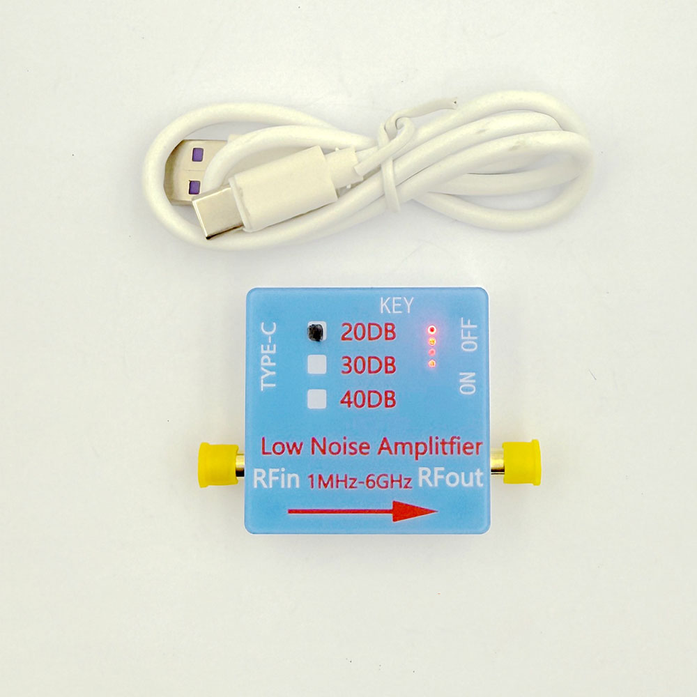 20DB 1MHz-6GHz Low Noise Amplifier RF LNA Module Built-in 450mAh Battery for Beidou/GPS Receivers/SDR