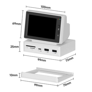 HD 960x640 Mini PC Monitor USB C Docking Station with 3.5-inch IPS Screen Support HDMI-compatible Input