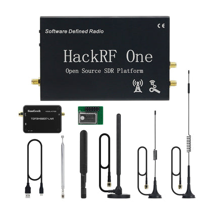 1MHz-6GHz HackRF One R9 V2.0.0 SDR Software Defined Radio Assembled Black Shell w/ LNA Antennas
